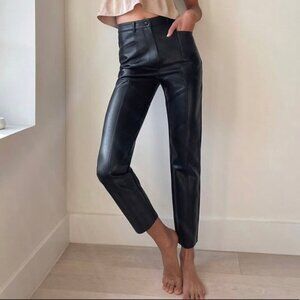 Wilfred Rebel Pants Straight Slim Mid Rise Black Leather Pants sz 0